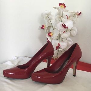 WHBH Red platform patent leather